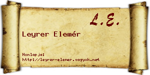Leyrer Elemér névjegykártya